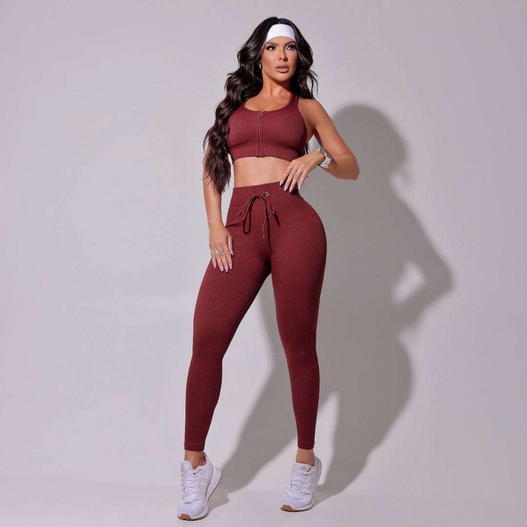 Calça Infinify Fitness Canelado Vinho