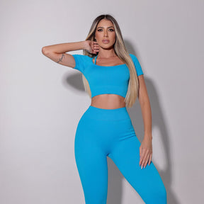 Top Lizza Fitness Canelado Azul