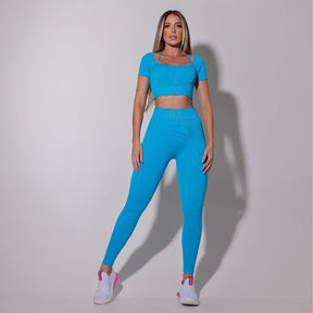 Top Lizza Fitness Canelado Azul