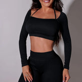 Top Lizza Fitness Manga Longa Preto