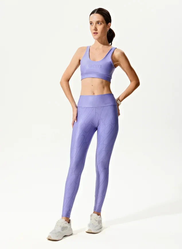 Conjunto Roxo Legging Blackout +Top Decote U Estampa Digital