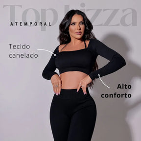 Top Lizza Fitness Manga Longa Preto